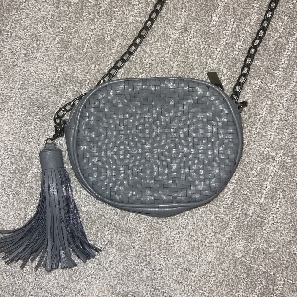 Anthropologie Charcoal Woven Crossbody Bag